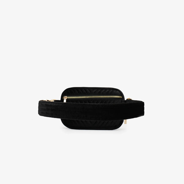 Aerin Velvet Quilted Belt Bag - Black