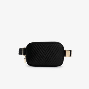 Aerin Velvet Quilted Belt Bag - Black