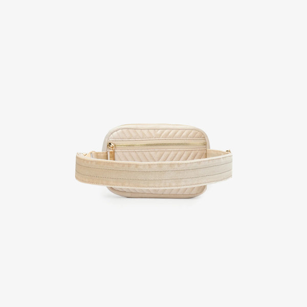 Aerin Velvet Quilted Belt Bag - Cream