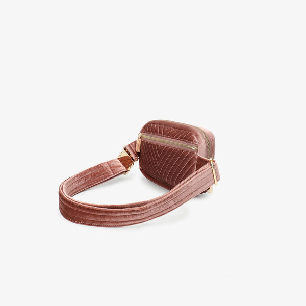 Aerin Velvet Quilted Belt Bag - Dark Rose