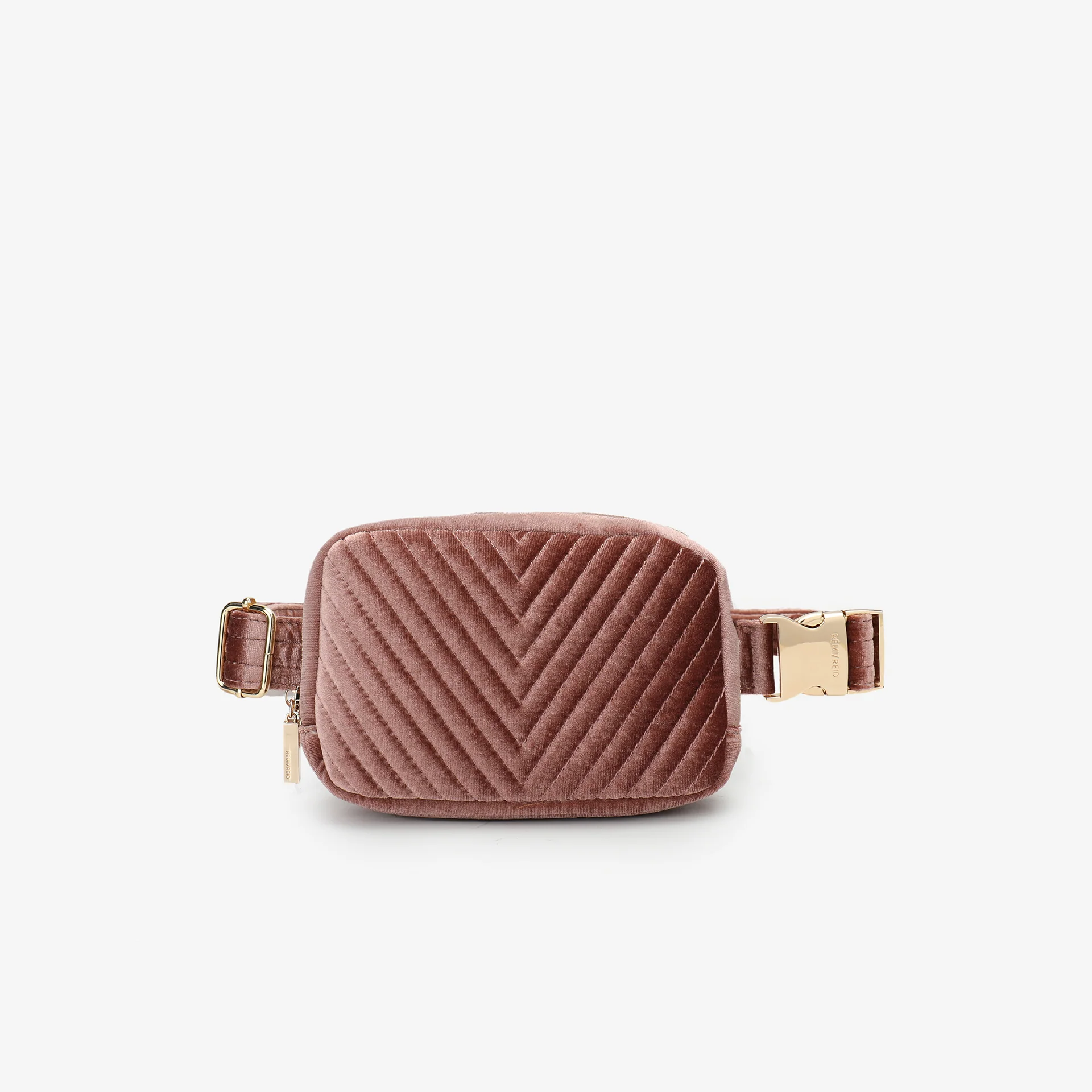 Aerin Velvet Quilted Belt Bag - Dark Rose