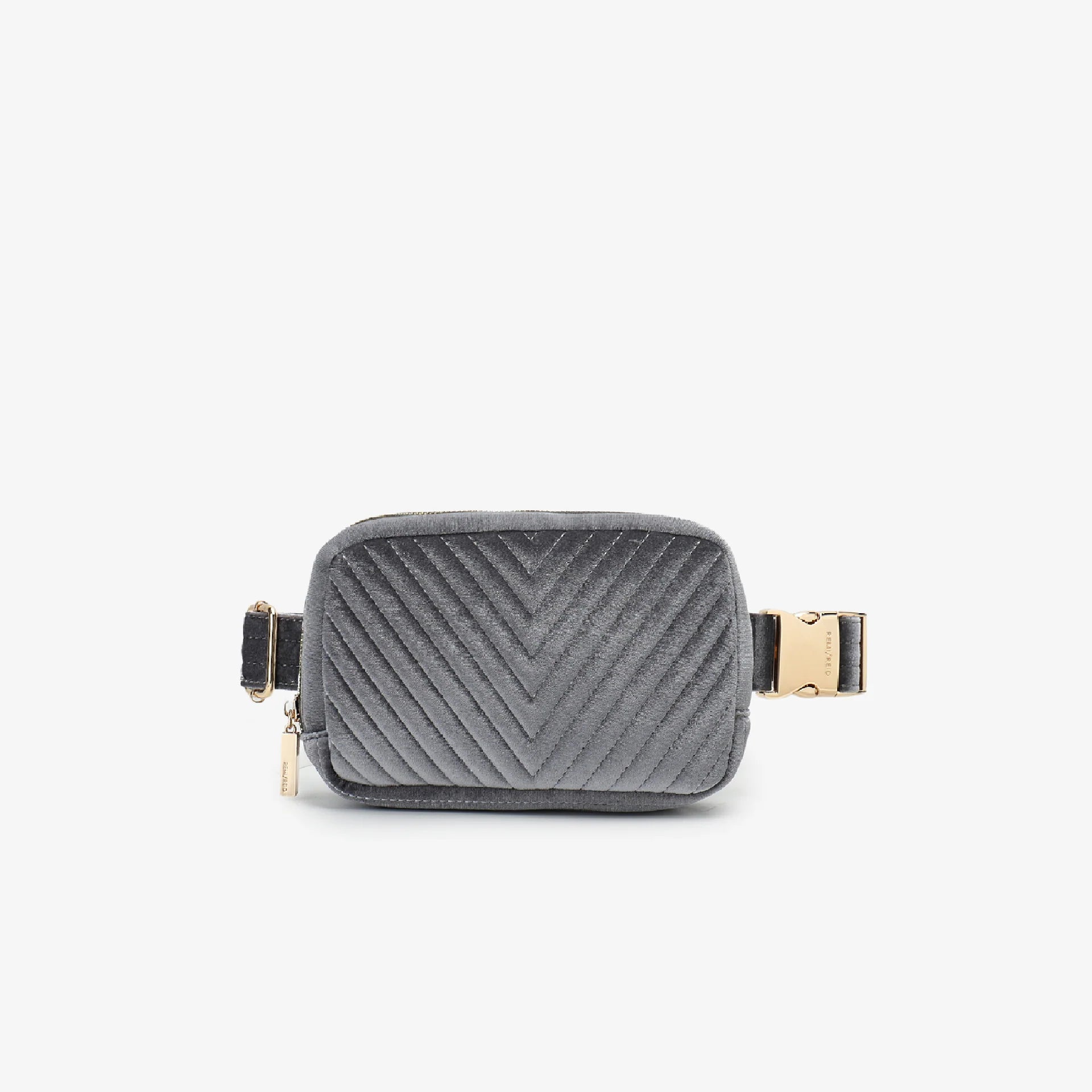 Aerin Velvet Quilted Belt Bag - Grey