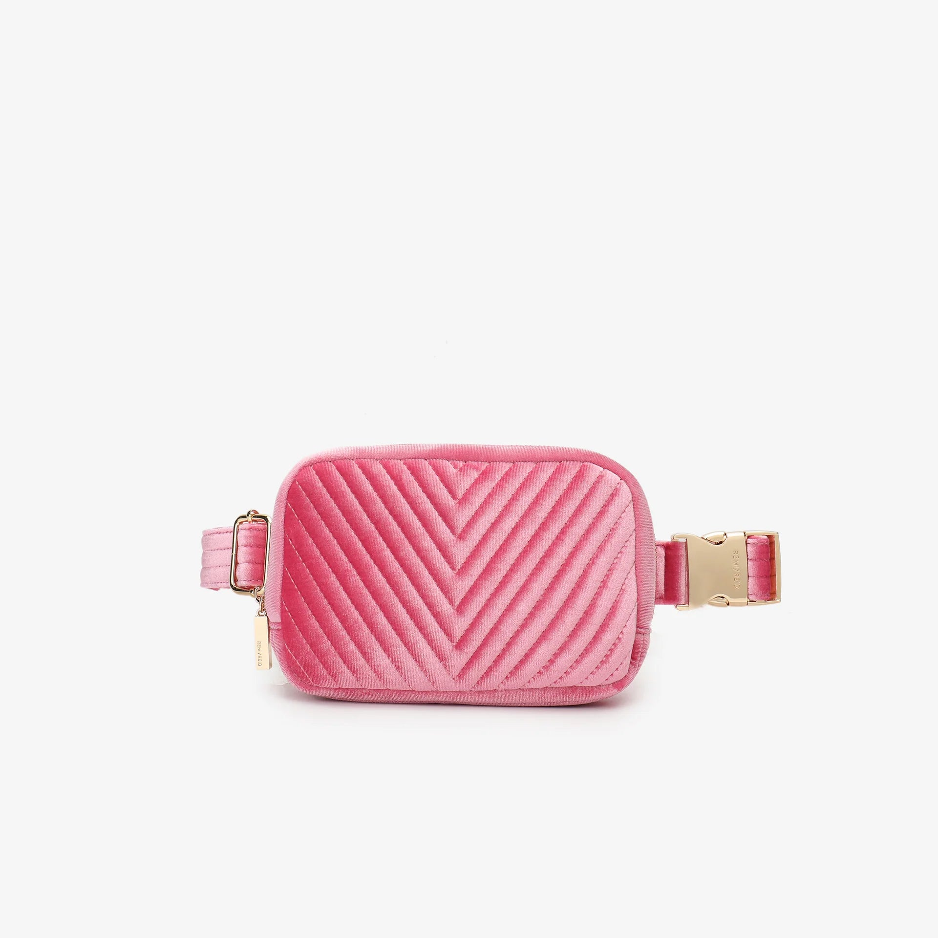 Aerin Velvet Quilted Belt Bag - Hot Pink