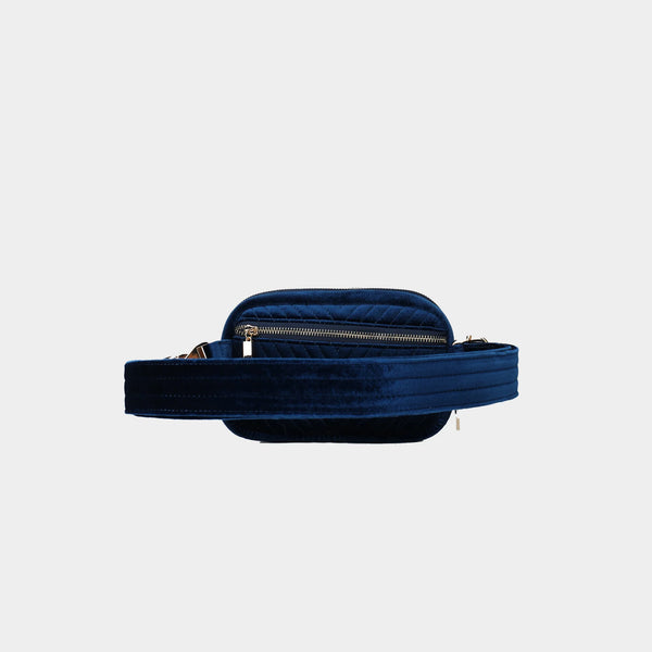 Aerin Velvet Quilted Belt Bag - Navy