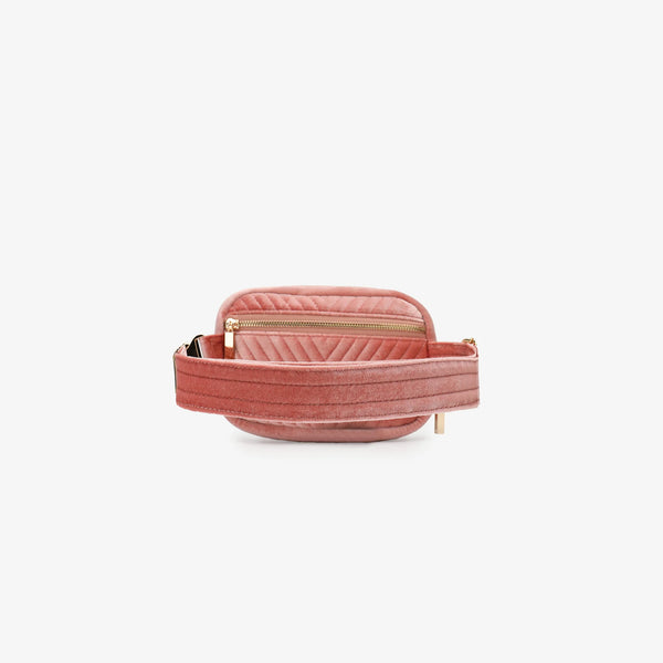 Aerin Velvet Quilted Belt Bag - Pink