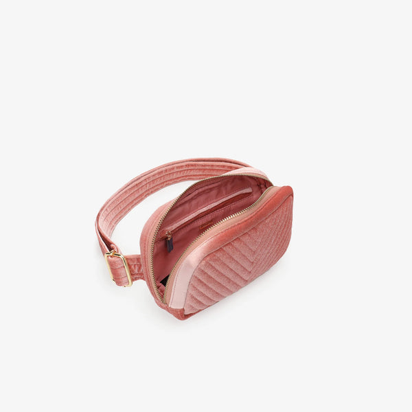 Aerin Velvet Quilted Belt Bag - Pink