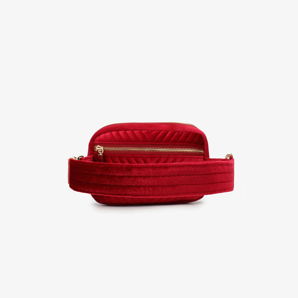 Aerin Velvet Quilted Belt Bag - Red