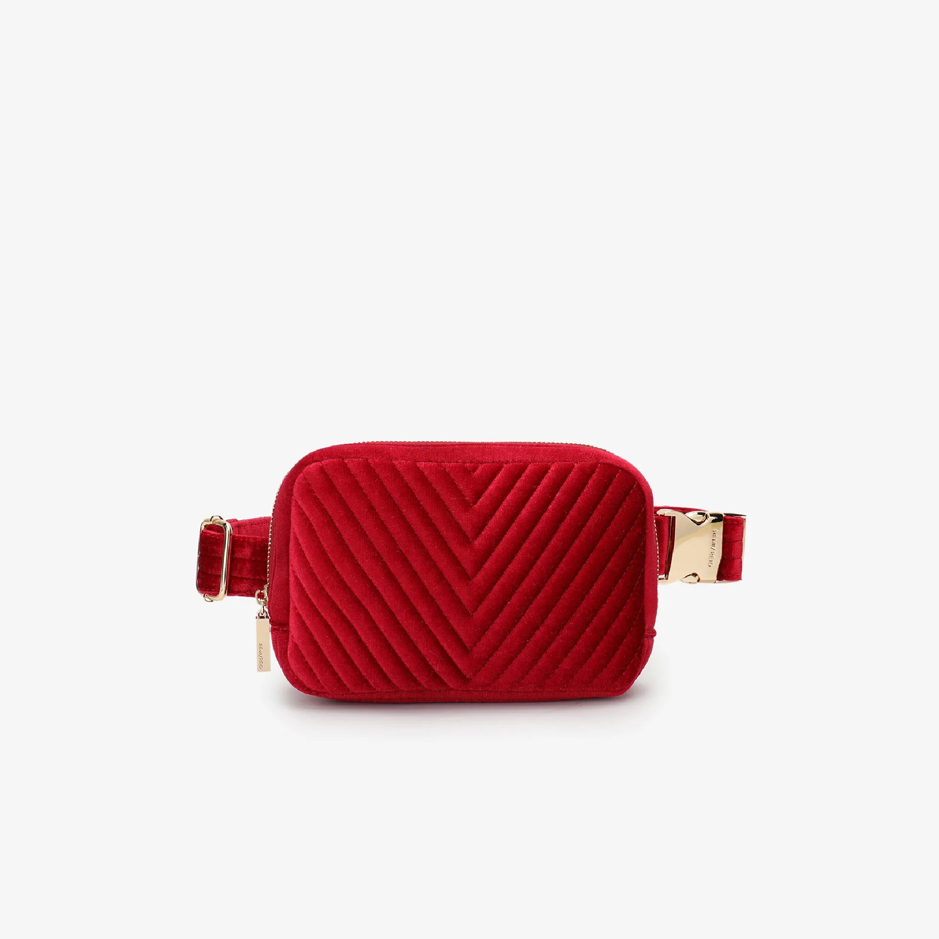 Aerin Velvet Quilted Belt Bag - Red