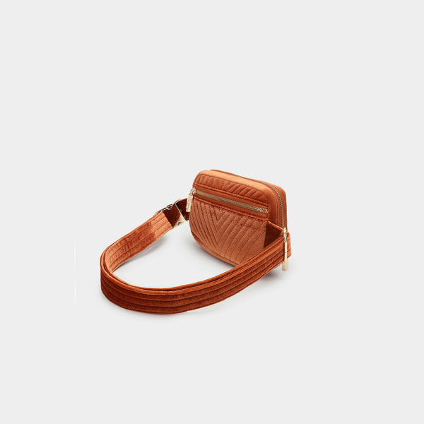 Aerin Velvet Quilted Belt Bag - Rust