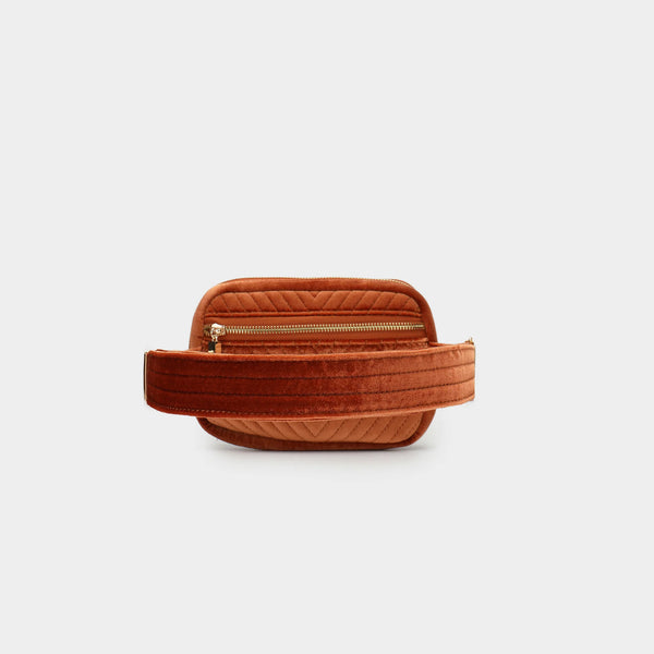 Aerin Velvet Quilted Belt Bag - Rust