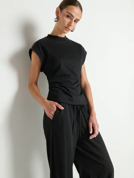 Andrea Side Shirred Top - Jet Black