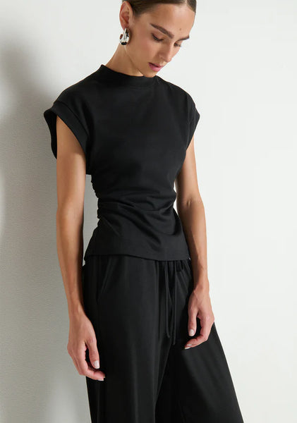 Andrea Side Shirred Top - Jet Black