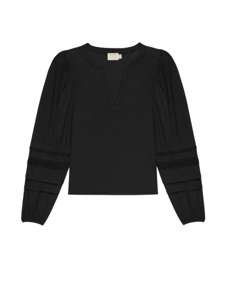 Arden Tee With Intricate Sleeve - Jet Black