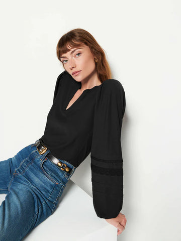 Arden Tee With Intricate Sleeve - Jet Black