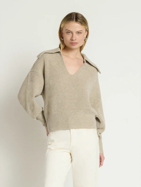 Ashton Collared Pullover - Moonbeam Heather