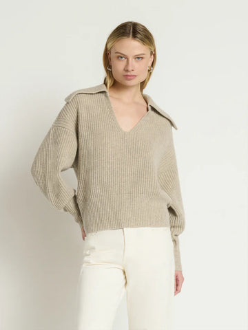Ashton Collared Pullover - Moonbeam Heather