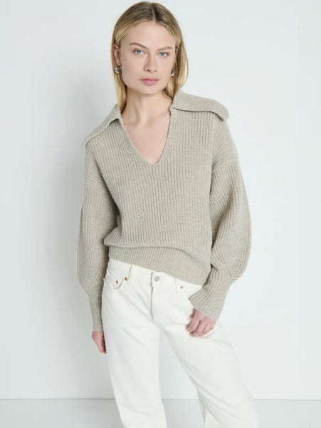 Ashton Collared Pullover - Moonbeam Heather