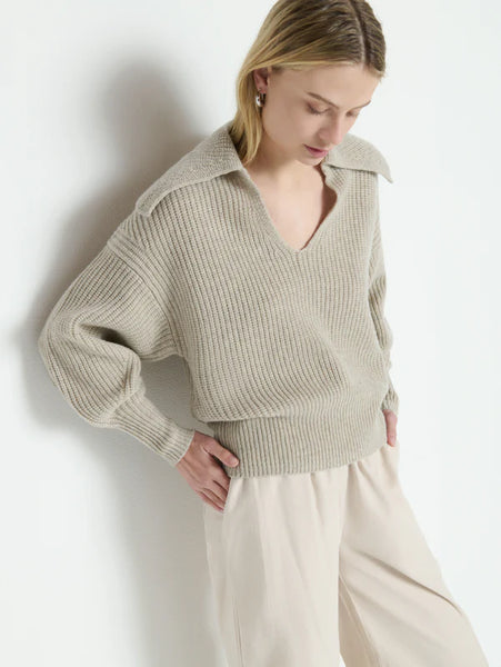 Ashton Collared Pullover - Moonbeam Heather