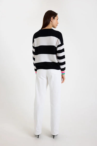 Molly Stripe Crewneck - Black/Organic White