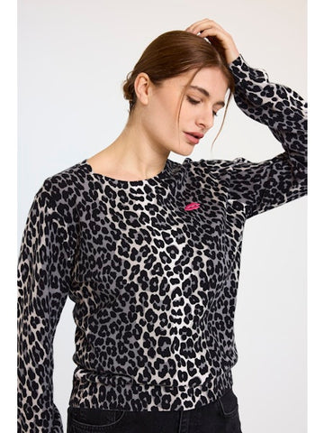 Lydia Leopard Crew - Ivory
