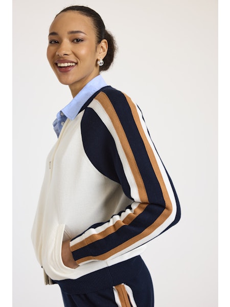 Valerie Stripe Bomber - Ivory