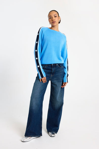 Sofie Star Stripe Sweat - Tranquil Blue