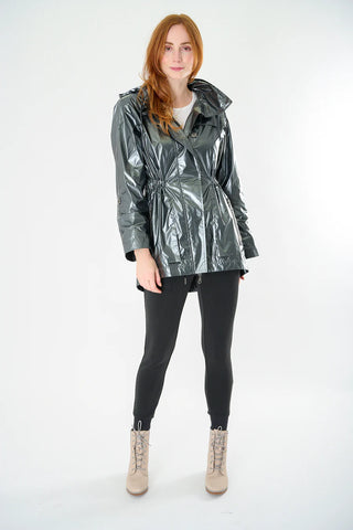 Matte Metallic Anorak Jacket - Charcoal