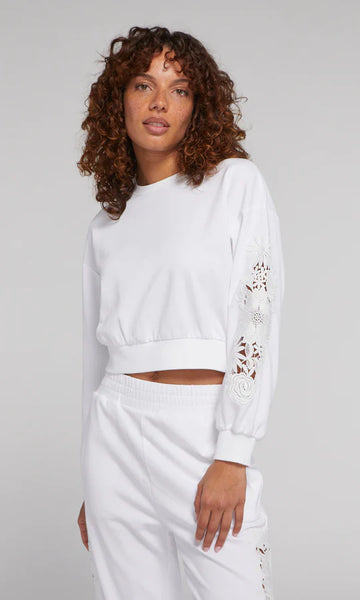 Arabella Lace Combo Sweatshirt - White