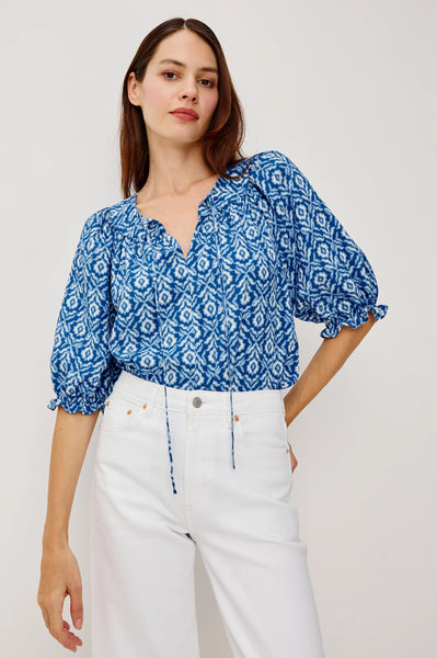 Belina Top - Blue Ikat