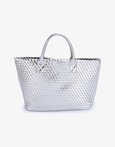 Bello Woven Tote - Hi Shine Silver