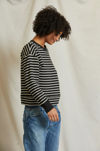 Tyler French Terry Sweatshirt - Black/Natural Stripe