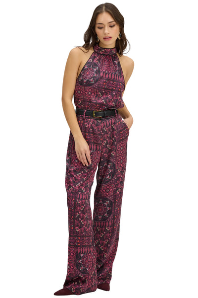 Joan Pants - Burgundy Scarf Print