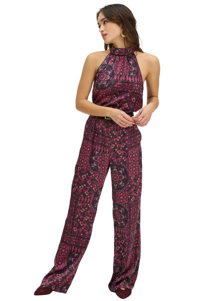 Joan Pants - Burgundy Scarf Print