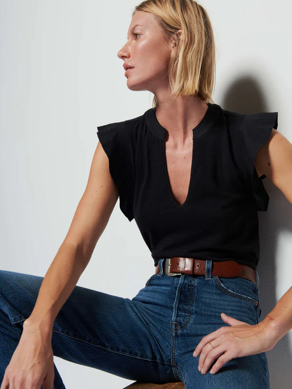 Constance V-Neck Top - Jet Black