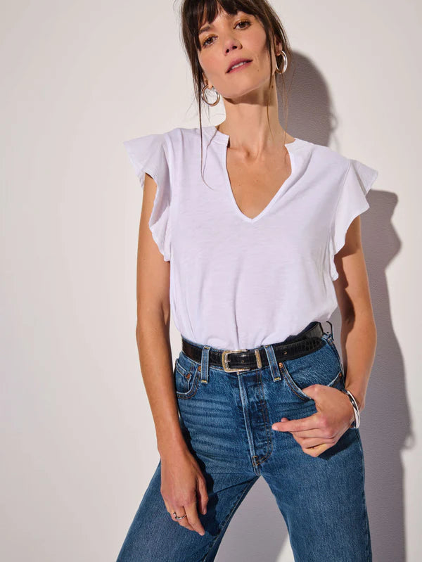 Constance V-Neck Top - White