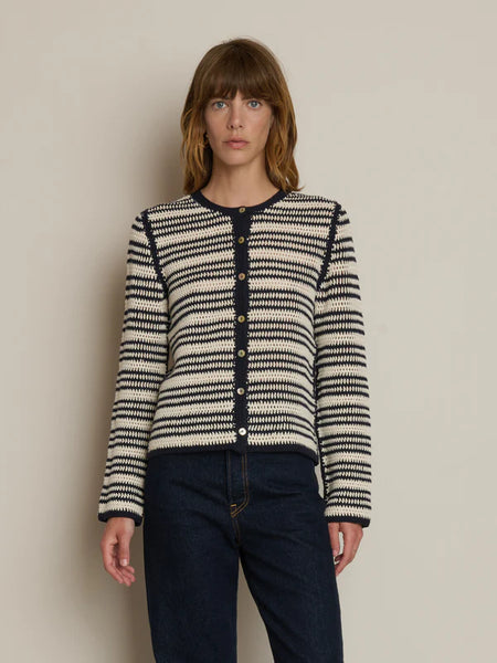 Courtney Crochet Cardigan - Seascape Stripe