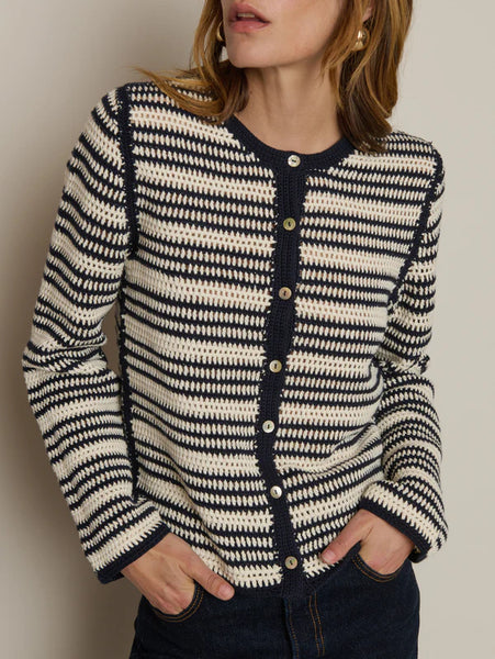 Courtney Crochet Cardigan - Seascape Stripe