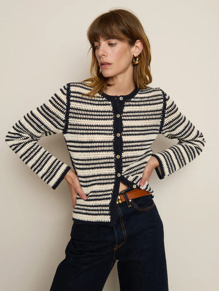 Courtney Crochet Cardigan - Seascape Stripe