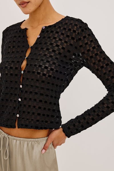 Cyrah Top - Black Checkerboard