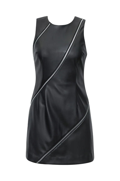 Telita Zipper Mini Dress - Black