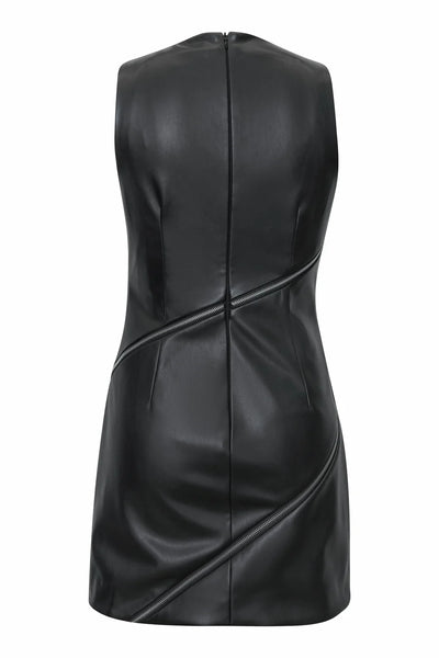 Telita Zipper Mini Dress - Black