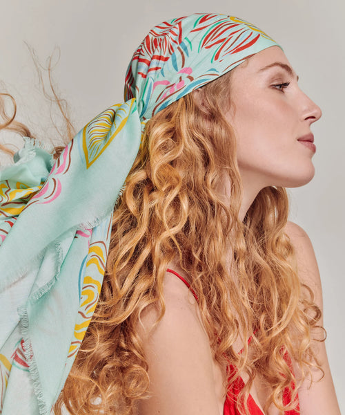Gestural Rose Square Scarf - Multi