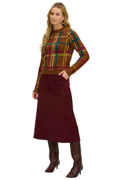 Eliza Sweater - Brown Plaid