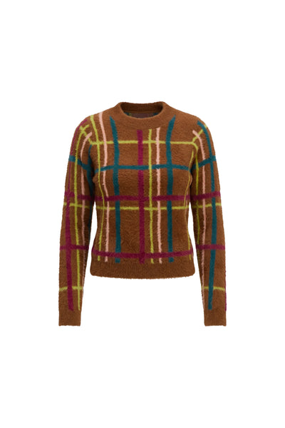 Eliza Sweater - Brown Plaid