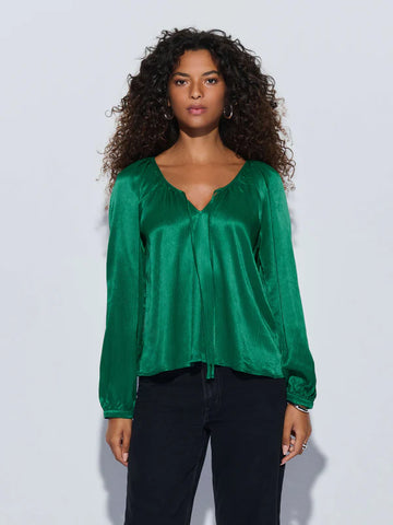 Ellie Tie Front Top -Forest