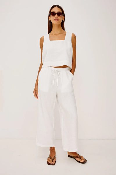 Emmie Crop Pant - White Linen