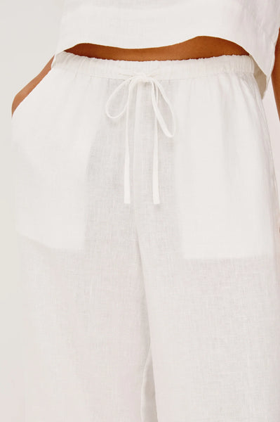Emmie Crop Pant - White Linen