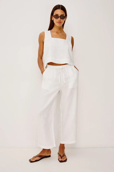 Emmie Crop Pant - White Linen
