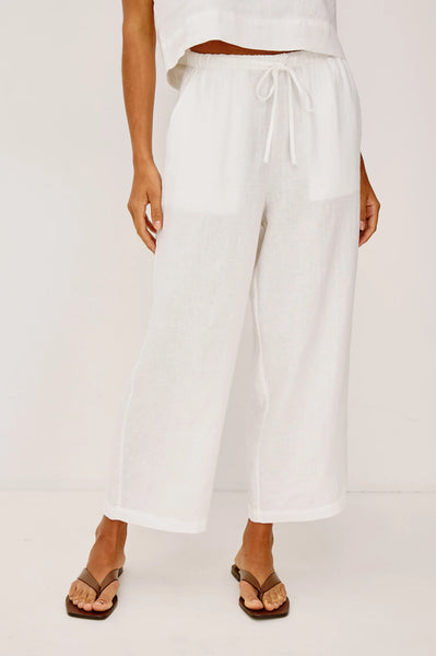 Emmie Crop Pant - White Linen