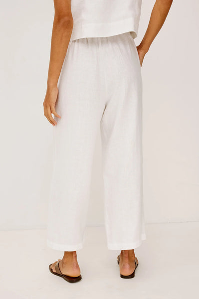 Emmie Crop Pant - White Linen